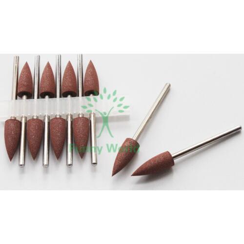 10pcs Brown SILICONE Rubber polishers Diamond Extra Coarse Polishing Burs For Dental Lab