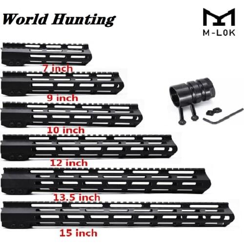 AR15 M-Lok Mlok 7" 9" 10" 12" 13.5" 15" Slim Free Float M-LOK Handguard Rifle Scope Mount with Steel Nut