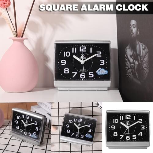 Black/White Mini Square Alarm Clock Plastic Quartz Desk Clock Easy To Read Non-tick Silent Home Office Bedside Travel Clock