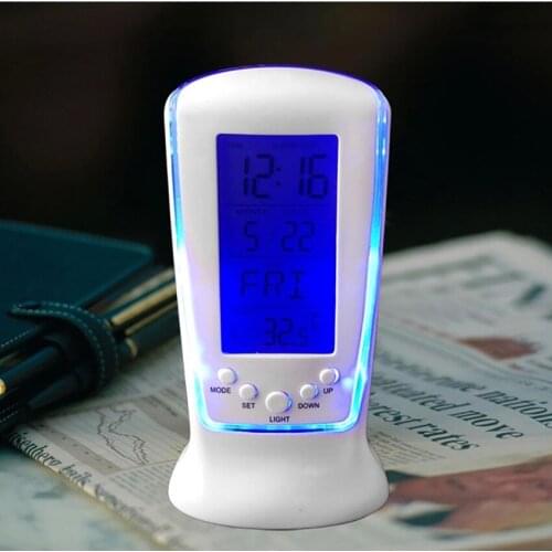 Digital Alarm Clock for Bedroom, with Blue Backlight, Perpetual Calendar, Digital Thermometer, Alarm Clock for Heavy Sleeper