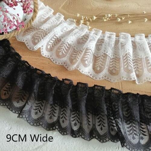 9CM Wide White Black Double Layers Mesh 3D Applique Motif Blouse Sewing Trims DIY Neckline Collar Costume Decoration Accessories