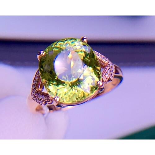 E519 Tourmaline Ring Fine Jewelry Solid 18K Gold Nature Green Tourmaline Gemstones 5.9ct Diamonds Rings for Women Fine Present
