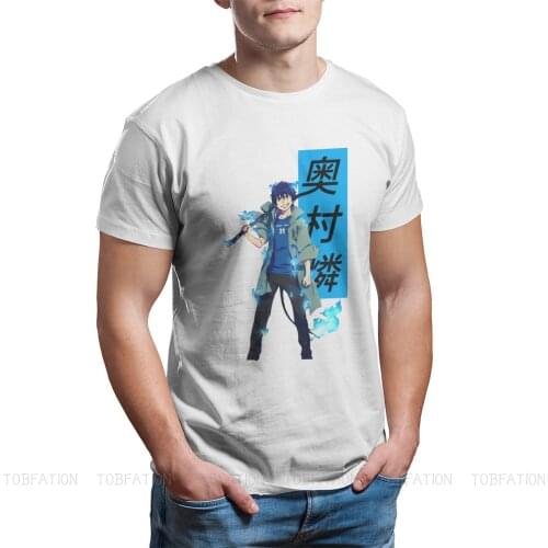 Cool Fire Mans TShirt Blue Exorcist Rin Okumura Anime Crewneck Tops 100% Cotton T Shirt Humor High Quality Gift Idea