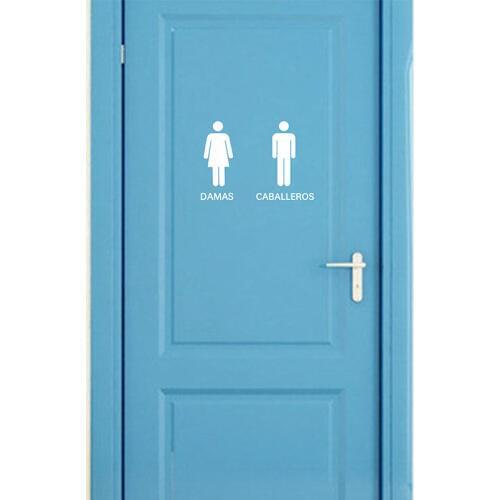 Spanish Damas Caballeros Toilet Stickers For Public Place Home Decoration Creative Art Mural WC Toilet Entrance Sign Vinyl Decal