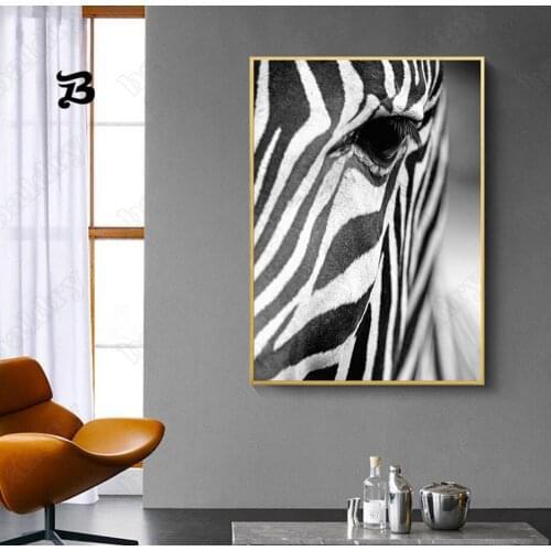 Zebra Painting Canvas Posters and Prints Black and White Zebra Eyes Animal Canvas Painting Wall Art Pictures for Home Decor