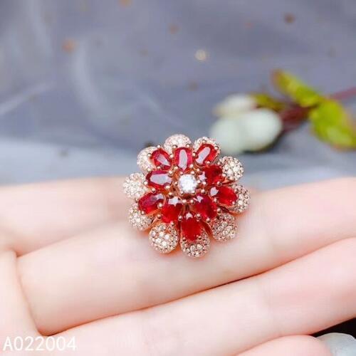 KJJEAXCMY fine jewelry 925 sterling silver inlaid natural gemstone ruby new Female ring elegant Support Detection