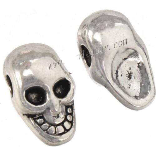 Space beads diy decorations made material skulls head evil smile skeleton loose solid silver alloy jewelery findings 11mm 50pcs