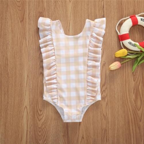 Girls Sunflower Swimwear One-Piece Suits Swimming suit Toddler Ruffles Swimwear Children Sleeveless Swimsuits