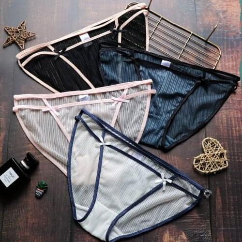 MCLAOSI European and USA seamless lace hollow womens low-waist underwear womens ice silk transparent womens sexy panties