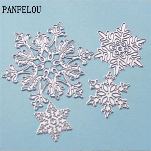 PANFELOU 4 snowflake metal crafts paper die cutting dies for Scrapbooking/DIY wedding Halloween Hand account cards