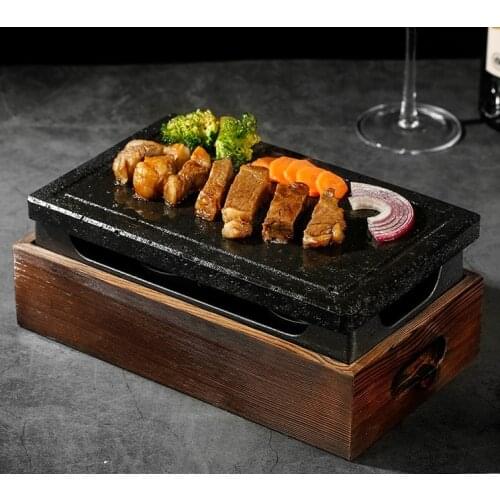 Mini slate barbecue grills volcanic granite steak baking pan insulated barbecue stove Japanese cooking teppanyaki table BBQ 064