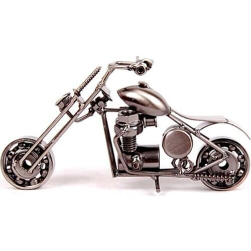 Motorcycle Model Retro Motor Figurine Metal Decoration Handmade Iron Motorbike Prop Vintage Home Decor Kid Toy car decoration
