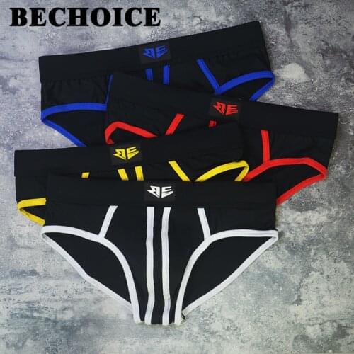 BECHOICE Underwear Mens Low-Waist Fashion Youth Breathable And Comfortable Milk Ice Silk Soft Ultra-Thin Tide Sexy Briefs