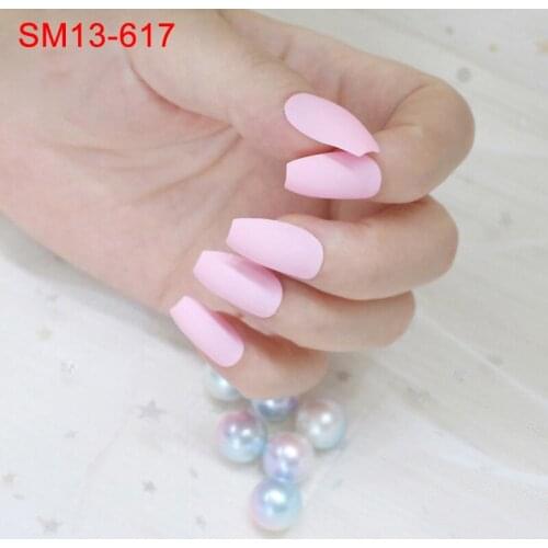 24 Pcs/Set Matte False Nails Full Tips Women Fake Fingernails Nail Art Decoration Tool SANA889