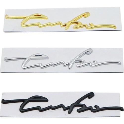 2X 3D metal turbo Emblem Badge Sticker Words Chrome Letters for car Hood Fender trunk Rear Bonnet Nameplate Decal Black Red gold