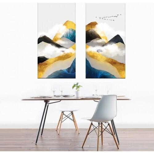 Nordic Abstract Geometric Mountain Landscape Bird Wall Art Canvas Painting Art Poster Print Wall Picture for Living Room