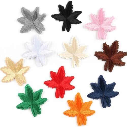 Customizable Wholesale Computer Embroidered Maple Leaf Hotel Cloth Product Hole Patch Ironing Patch Embroidered Cloth Stickers