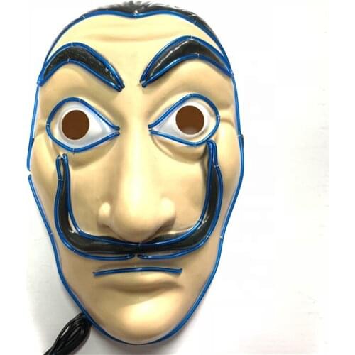 EL Neon LED Halloween Mask EL Wire Glow Cosplay Dali Mask Payday Night Club Decor Carnival Light Up EL Masks
