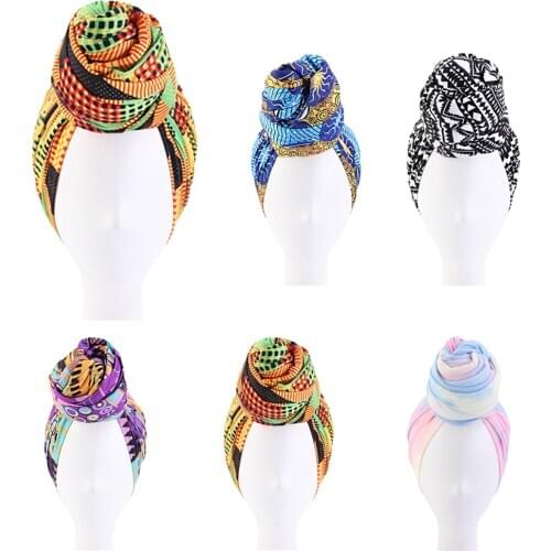 New Arab Muslim Hijabs Turban Printed Knot Bonnet Beanies Skullies Women Headwrap Shawl Headscarf Head Cover Bandanas 180*70cm
