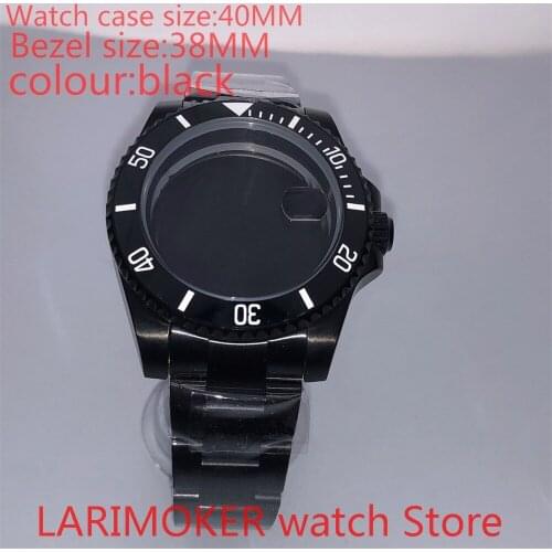 Suitable for NH35 NH36 Miyota 8215 40mm 904L stainless steel housing, sealed black back cover, with rotating bezel black