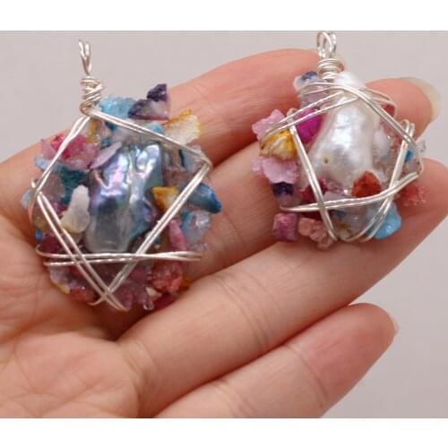 Natural Resin Pendants Circular Pearl Round Copper Wire Connector 25x35-30x40mm for DIY Jewelry Making High Quality Gift