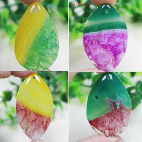 Natural Charms Rainbow Druzy Geode Crystal Heart Shaped Beads Green Stone For Jewelry Making Pendants