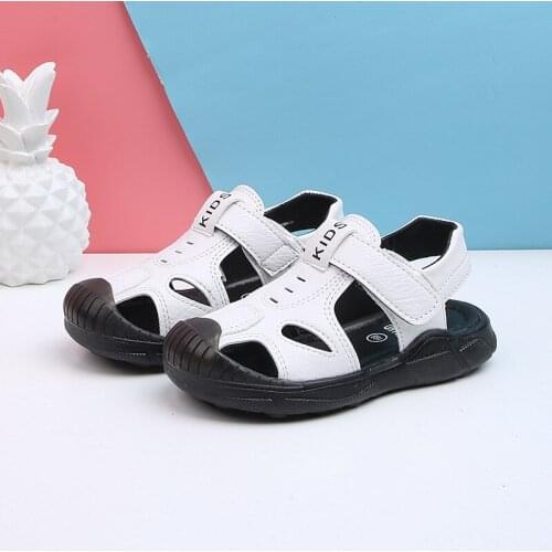 Boys Sandals Summer New Small and Medium Boys Anti-kick Sandals Baby Soft-soled Breathable Beach Shoes Size 21-30