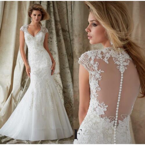 Vintage sexy beaded lace mermaid bridal gown with sleeves 2018 vestido de noiva sereia abendkleider mother of the bride dresses