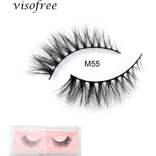 Visofree Mink Eyelashes 3D Mink Lashes Thick HandMade Full Strip Lashes Cruelty Free Mink Lashes False Eyelashes Makeup M55