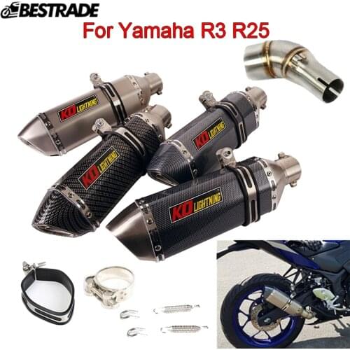 Exhaust System For Yamaha YZF-R3 R3 R25 Motorcycle 370mm Exhaust Muffler Tube Slip On Connect Middle Link Pipe Stainless Steel