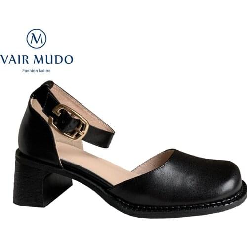 VAIR MUDO Women Pumps Shoes Spring Autumn Mary Janes Elegant Black Green White Casual Footwear Women Shoes Thick Bottom D235L