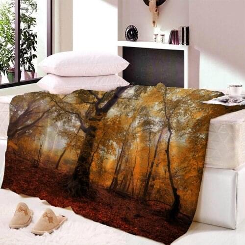 Forest Print Fleece Blanket Dreamland Forest Floral Microfiber Blanket Teens Wearable Winter Warm Thick Home Blanket