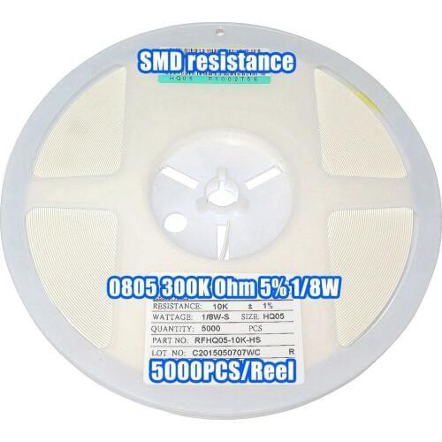 1 Reel 0805 300k 300K Ohm 5% 1/8W SMD Resistance 5000PCS/Reel