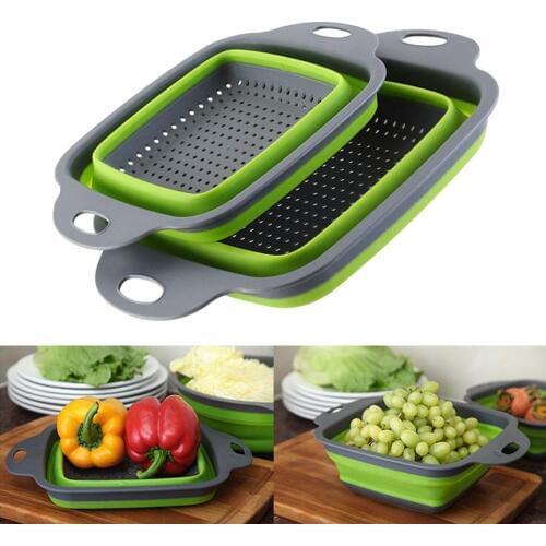 1 Silicone Foldable Colander Food Grade Pasta Strainer Fruit Vegetable Washing Basket Strainer Collapsible Colander Kitchen Tool