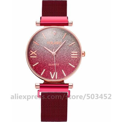 100pcs/lot YOLAKO Wholesale Fashion Rose Gold Gradient Color Watches Magnetic Belt Watch Reloj Mujer Acero Inoxidab