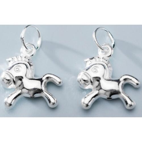 925 Sterling Silver Cute Small Horse Dangle Charms Handcraft S925 Silver Jewelry Pendants DIY Fine Necklace Choker Components