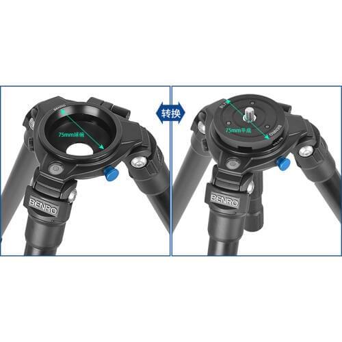 BENRO BL75 75mm bowl to flattened pan / tilt adapter Gitzo Manfrotto suitable