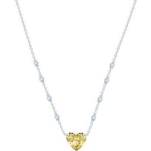 SLJELY Fashion Real 925 Sterling Silver Simple Love Heart Zricon Pendant Necklace Women Luxury Brand Fine Party Jewelry