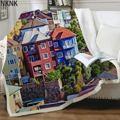 NKNK Colorful Blankets Houses Blankets For Beds Art Bedding Throw Romantic Bedspread For Bed Sherpa Blanket Fashion Vintage
