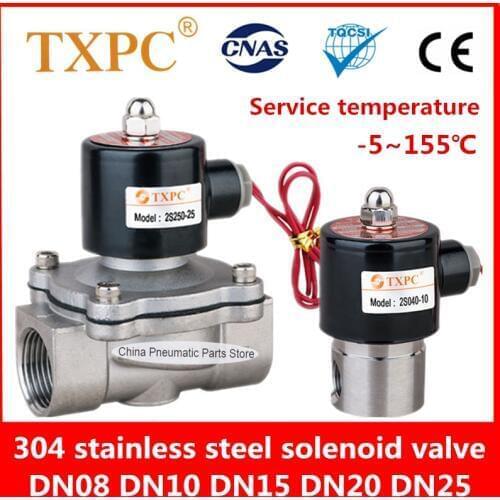 DN8 DN10 DN15 DN20 DN25Stainless steel Electric Solenoid Valve 220V 110V 24V 12V Normally Closed Water Valve Air Valve