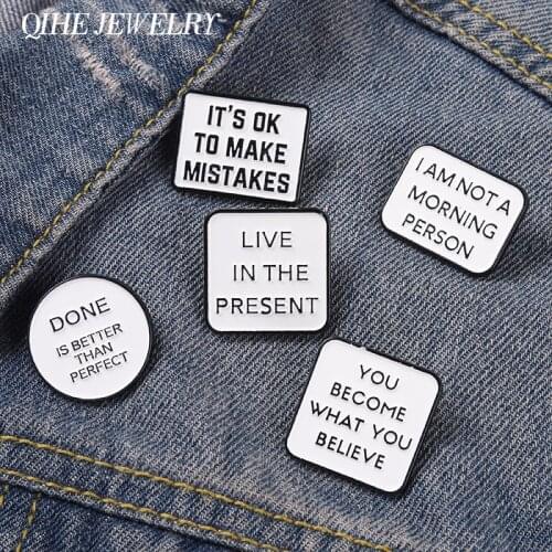 Life Quotes Enamel Pins Motivate Life Brooches Metal Badge for Backpack Hat Bags Accessories Jewelry Gift for Friends Students