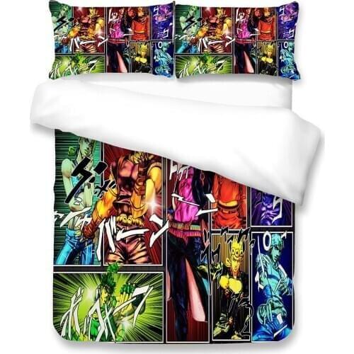 Animation Series JoJos Bizarre Adventure Bedding Set Soft 3pcs Include Duvet Cover and Pillowcase Twin Full Size for Teens Boys