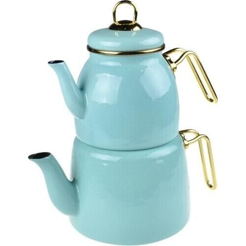 Korkmaz Provita encapsulated Turkish tea pot set with ergonomic handle, polish, 0.7 & 1.5 Quart FREE SHİPPİNG
