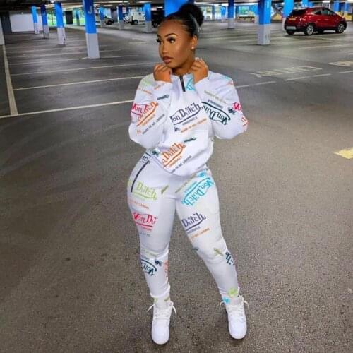 TNNAOFF Aesthetic Letter Print Two Piece Tracksuits Women Set Long Sleeve Tops Fall Fashion Sweatpants Lounge Wear Outfits Suits