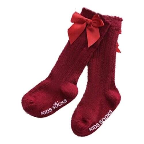 Baby Summer Clothing New Kids Toddlers Girls Big Bow Knee High Long Soft Cotton Lace Baby Socks Bowknot 100% Cotton Socks