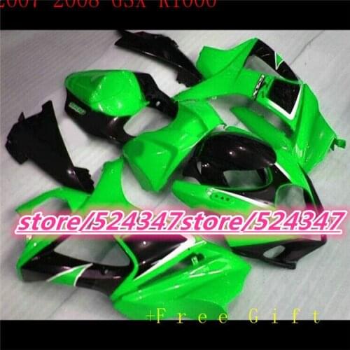 Hot sales GSX - R1000 K7 07, 08 GSX R1000 fairing kit K7 07-08 green black white sport bike cheap motorcycle at 3 o 'clock