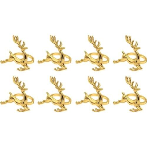 Best Napkin Rings,Gold Elk Chic Napkin Rings for Place Settings,Wedding,Christmas,Thanksgiving,Home Kitchen Dining Table 8Pcs