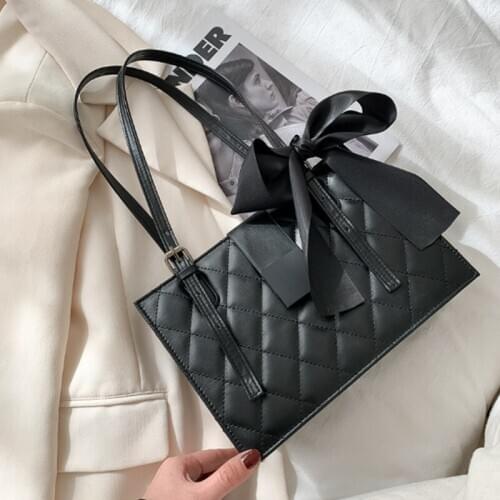 Fashion Diamond Lattice Crossbody Bags for Women Ribbon Shoulder Bag Winter Designer Luxury Handle Bag Adjustable Shoulder Strap