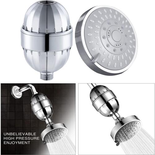 Bathroom Filtered Showerhead Kit Replacement Polished Chrome Universal