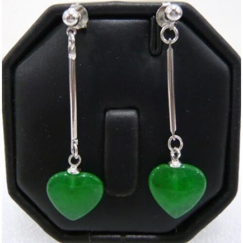 Wholesale lovely ladies green heart Natural jade earring fashion jewelry